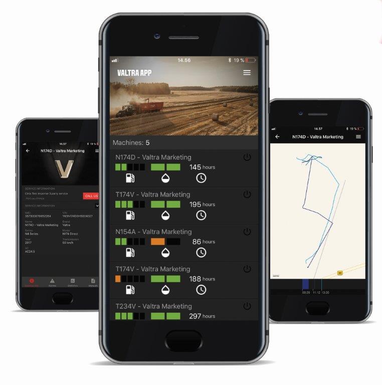 El servicio Valtra Connect transmite información del tractor a Smartphone y ordenador para beneficio tanto del cliente como del servicio post vent