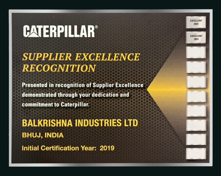 BKT ha obtenido la certificación «Nivel Excelente» de Caterpillar  por el segundo año consecutivo