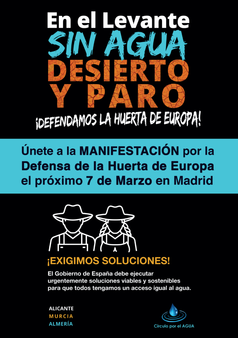 ASAJA Alicante pide a agricultores, empresas agrarias y sociedad civil que secunden el paro agrario HOY y se unan  a la manifestación en Madrid por el agua