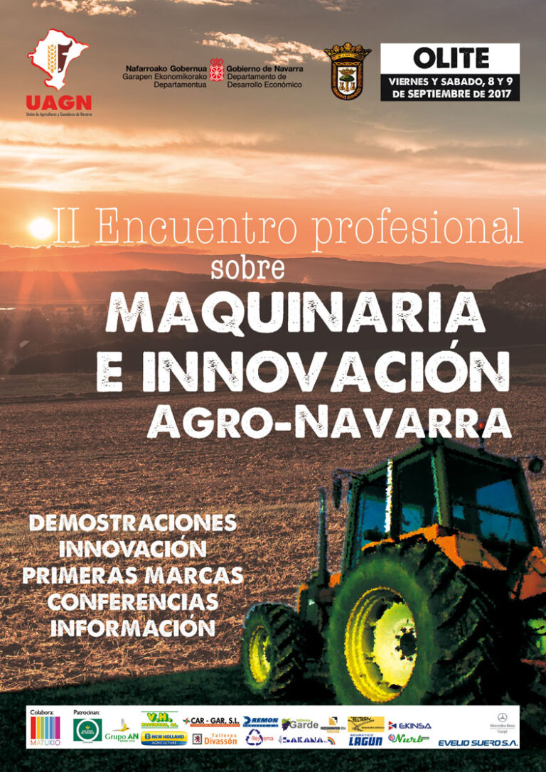 UAGN organiza Agronavarra, II Encuentro Profesional de maquinaria e innovación, en Olite los días 8 y 9 de septiembre