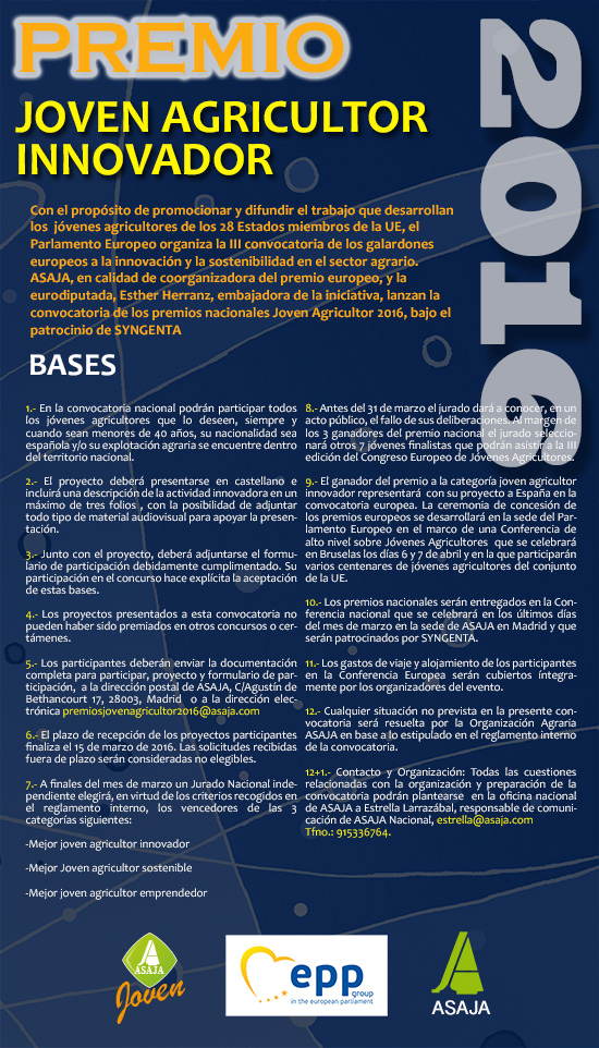 Asaja convoca los III premios nacionales “Joven Agricultor Innovador”