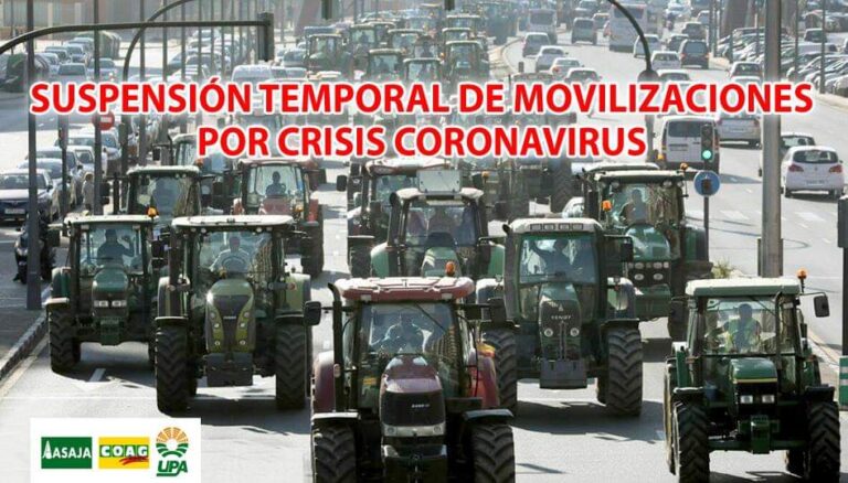 ASAJA, COAG y UPA suspenden temporalmente el proceso de movilizaciones ante la crisis provocada por el coronavirus