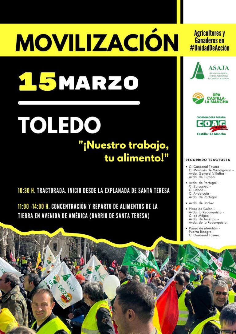 Los agricultores y ganaderos repartirán alimentos de la tierra este viernes en el barrio de Santa Teresa de Toledo