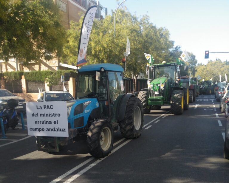 Un millar de vehículos claman en Sevilla por una PAC justa para los agricultores y los ganaderos de Andalucía