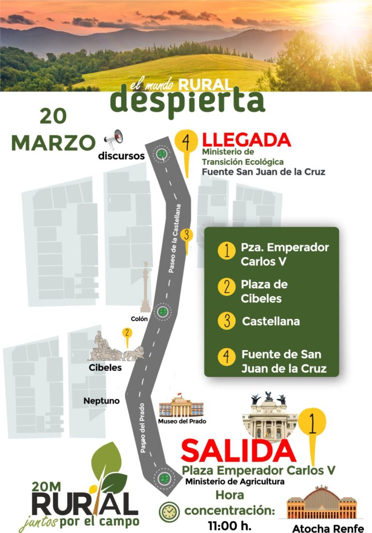 Recorrido y entradas. El mundo rural se moviliza. Te esperamos el domingo a las 11:00 en Atocha