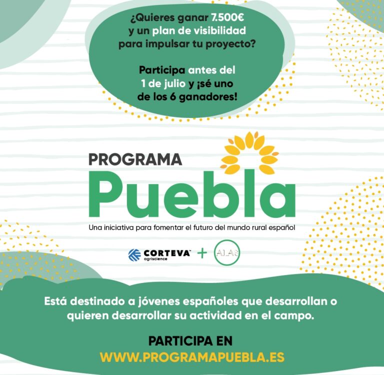Programa Puebla, en busca de seis proyectos empresariales de jóvenes del sector agrario, cierra su plazo de inscripción el 1 de julio