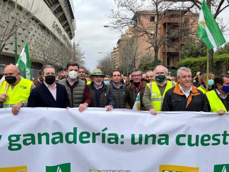 Miles de agricultores y ganaderos de toda Andalucía y cientos de tractores recorren las calles de Sevilla para reclamar soluciones a un problema “de Estado”