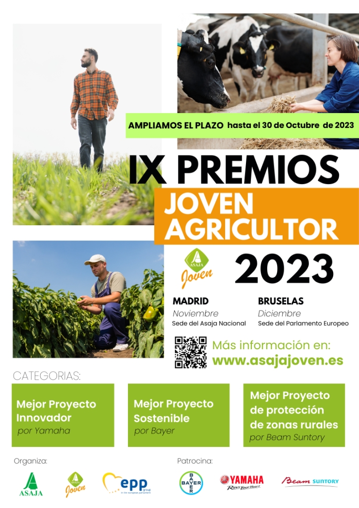 Ampliamos el plazo hasta el 30 de octubre. Premios Joven Agricultor 2023