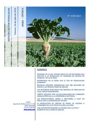 Noticias Sector Remolacha (Viernes, 26 de julio de 2013)