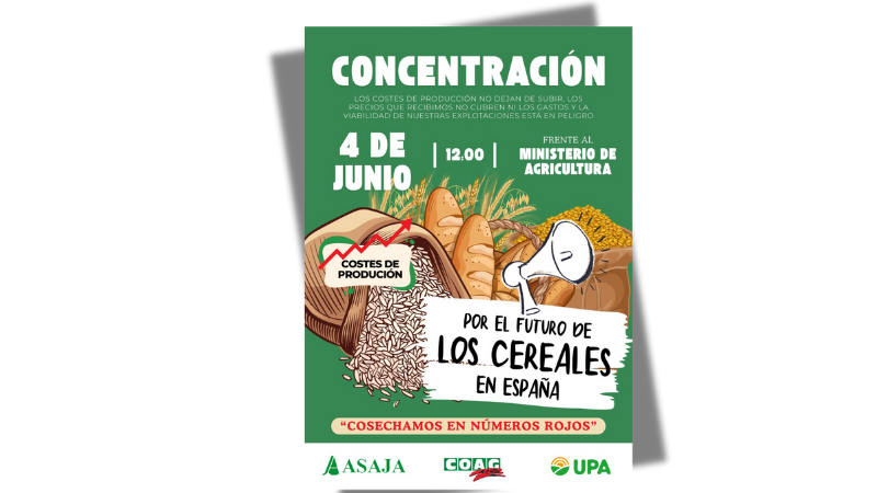 ASAJA, COAG y UPA convocamos una concentración frente al MAPA el miércoles 4 de junio