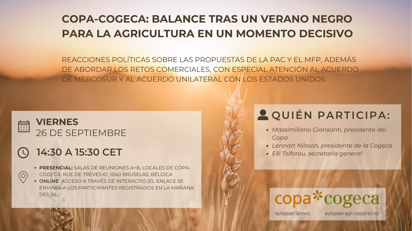 Rueda de prensa Copa-Cogeca: el futuro de la agricultura europea