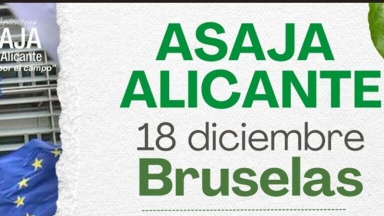 ASAJA Alicante participará en la movilización del 18 de diciembre en Bruselas para denunciar el abandono del campo por parte de la UE