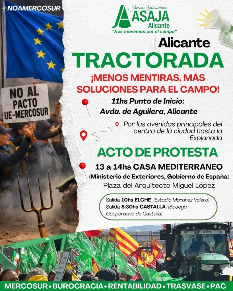 ASAJA Alicante aplaza la tractorada por la defensa del campo al 29 de enero