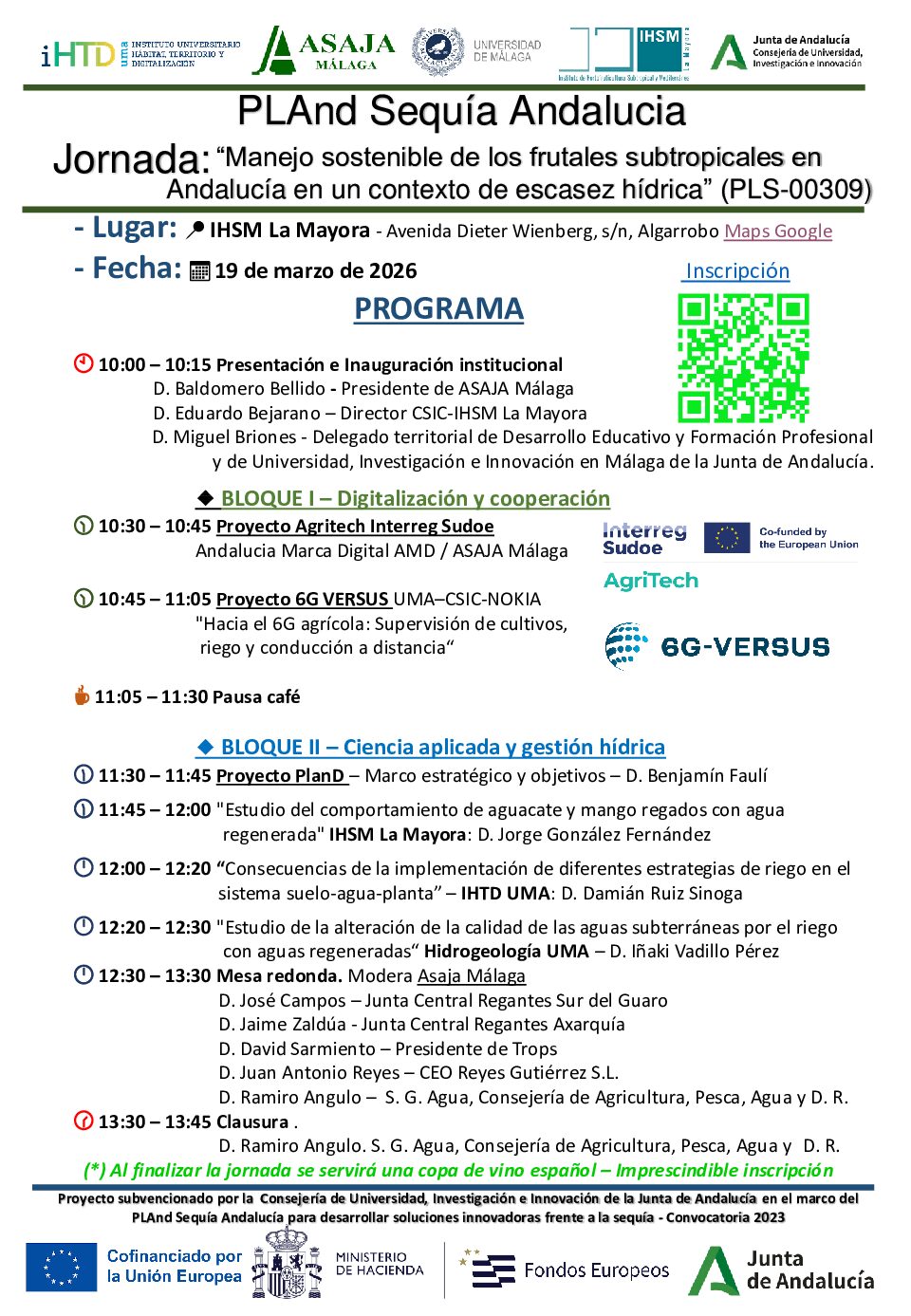 ASAJA Málaga: La Mayora acogerá una jornada sobre manejo sostenible de frutales subtropicales ante la escasez hídrica