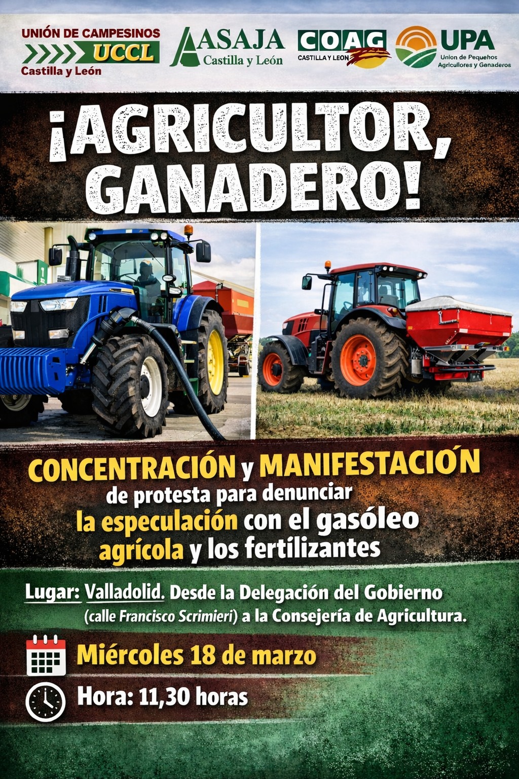 Movilización del sector agrario en Valladolid contra la especulación del gasóleo agrícola y los fertilizantes