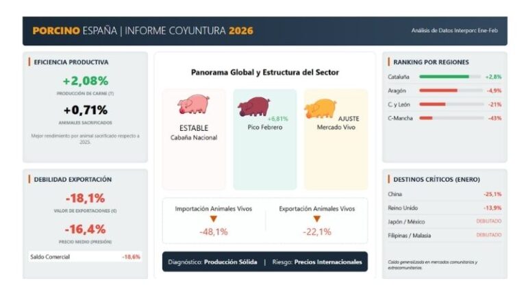 El porcino arranca 2026 con estabilidad productiva y señales de debilidad en los mercados exteriores