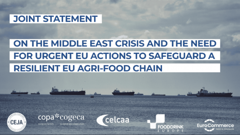 Declaración conjunta sobre la crisis en Oriente Medio y la necesidad de que la UE adopte medidas urgentes para garantizar la resiliencia de la cadena agroalimentaria de la UE