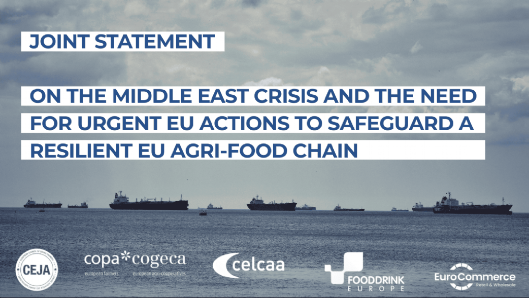 Declaración conjunta sobre la crisis en Oriente Medio y la necesidad de que la UE adopte medidas urgentes para garantizar la resiliencia de la cadena agroalimentaria de la UE