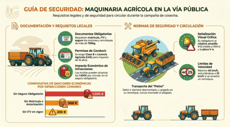 Documentación, velocidad y señalización: claves para evitar sanciones con maquinaria agrícola