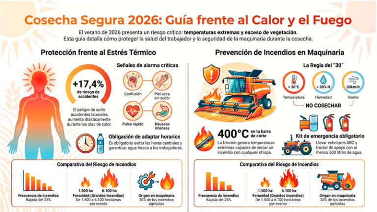 ASAJA advierte de los riesgos del calor durante la campaña de cosecha y pide extremar la prevención en el campo