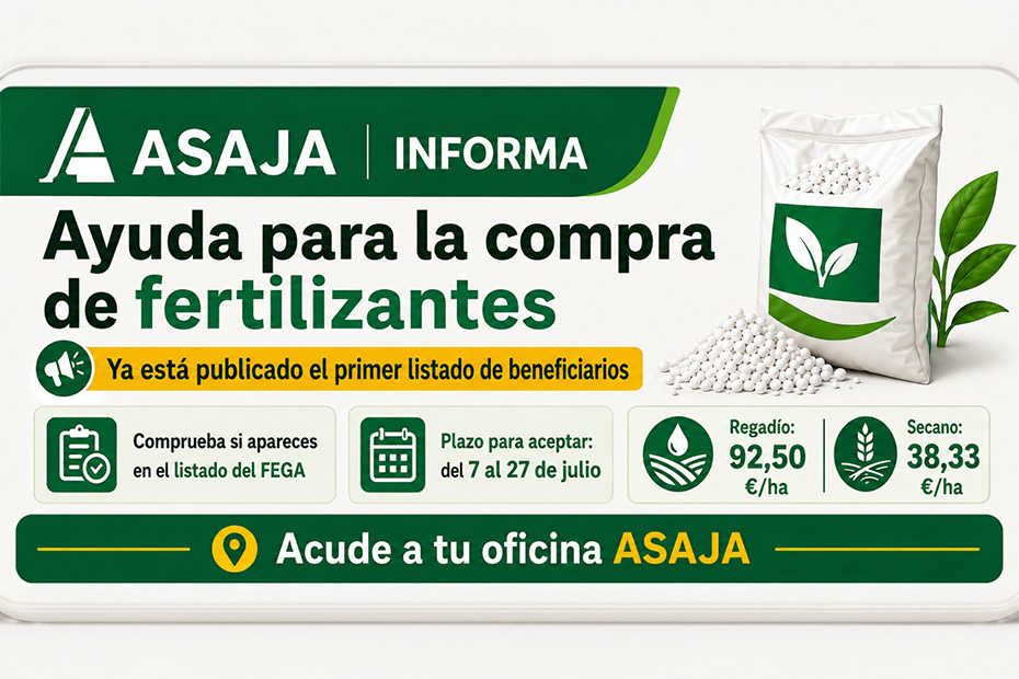 Publican un primer listado de beneficiarios de la ayuda para la compra de fertilizantes