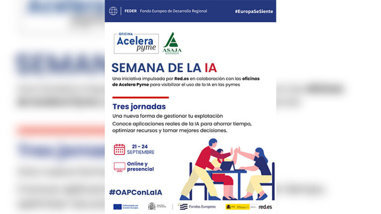 La Oficina Acelera pyme de ASAJA GRANADA inicia hoy su participación en la ‘Semana de la IA’ con un webinar sobre tecnología aplicada a la agricultura