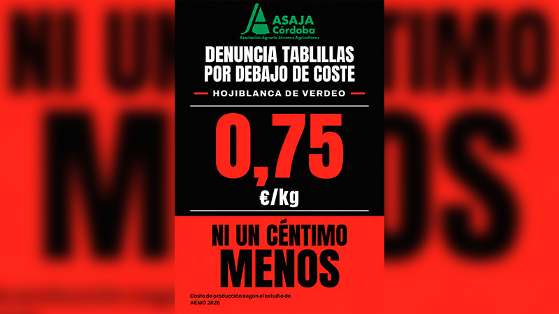 ASAJA Córdoba insta a los agricultores a denunciar precios bajos de la aceituna hojiblanca