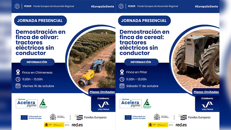 Granada acoge demostraciones de tractores eléctricos autónomos en olivar y cereal